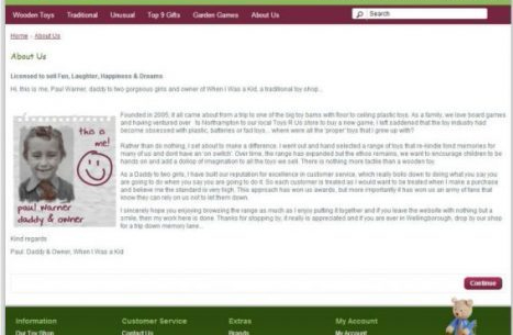 Original About Us Page before content writing and re-design by My Words Work For You