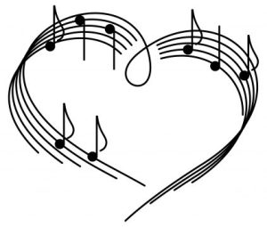Musical notes heart Small Business Support Radio station for mental health support My Words Work For You